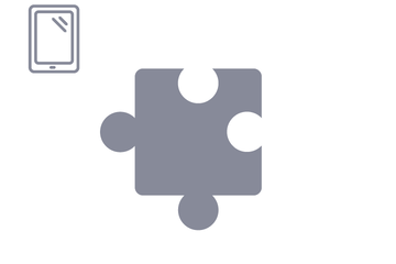 Dunkelgraues Puzzleteil mit Icon Tablet