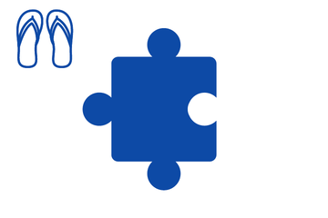 Blaues Puzzleteil mit Icon Flip Flops
