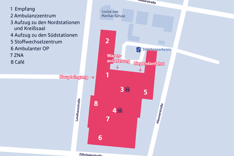 Lageplan St. Josefskrankenhaus Heidelberg