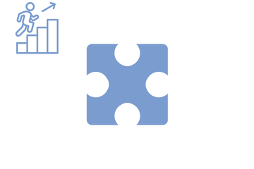 Hellblaues Puzzleteil mit Icon Treppe hochgehen